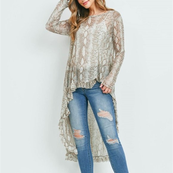 SNAKE PRINT HI-LOW flowy Top - Picture 2 of 5